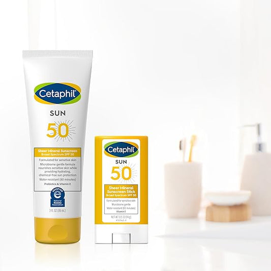 Cetaphil Sheer Mineral Sunscreen broad Spectrum SPF 50 ( best for sensitive skin ) Glow Crush Beauty