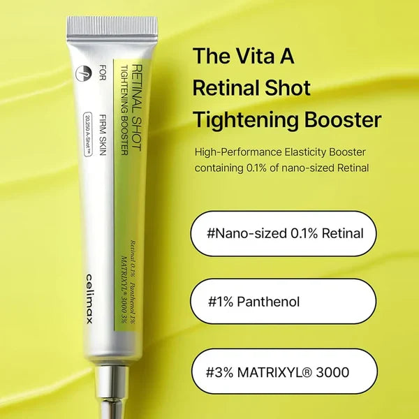 CELIMAX The Vita A Retinal Shot Tightening Booster | with Retinal 0.1%, Matryxyl 3%, Pore Minimizer, Wrinkles & Fine Lines, Firmer Skin, 15ml Glow Crush Beauty