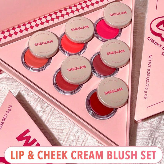 SheGlam Lip & Cheek Cream Blush - Complete Bundle Set Glow Crush Beauty