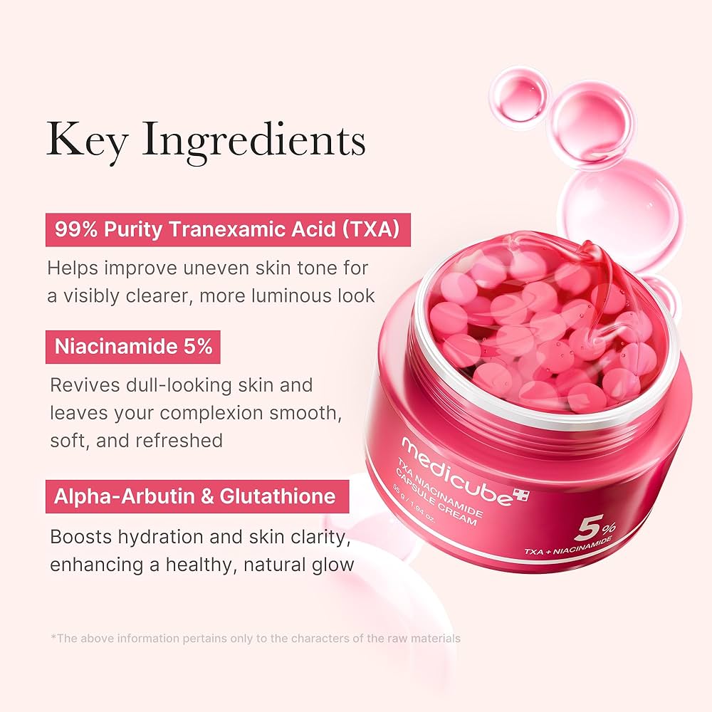 medicube TXA+Niacinamide Capsule Cream | Ideal for Use After Spot Care | For Uneven Skin Tone, Texture & Hydration | 99% Pure Tranexamic Acid | Korean Skincare Glow Crush Beauty