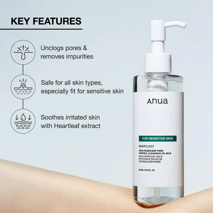 Anua Heartleaf Pore Control Cleansing Oil Mild - Sensitive Skin Glow Crush Beauty