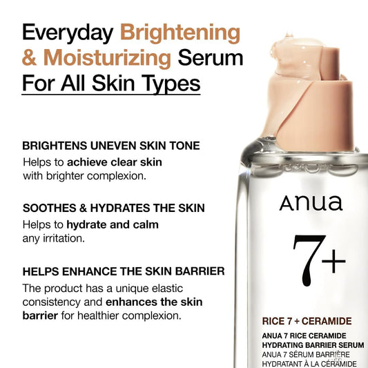 Anua 7 Rice Ceramide Hydrating Barrier Serum 50ml / 1.69 fl. oz. Glow Crush Beauty