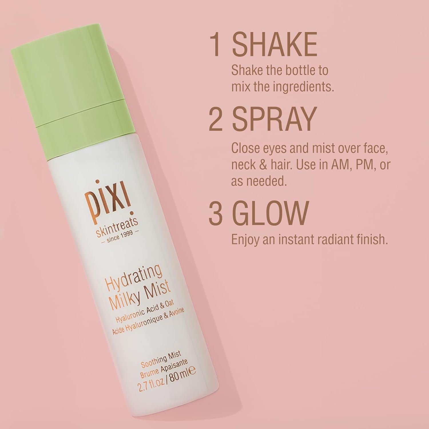 Pixi Beauty Hydrating Milky Mist 2.70 Fl Oz | Ultimate Hydration for Dry Skin Glow Crush Beauty