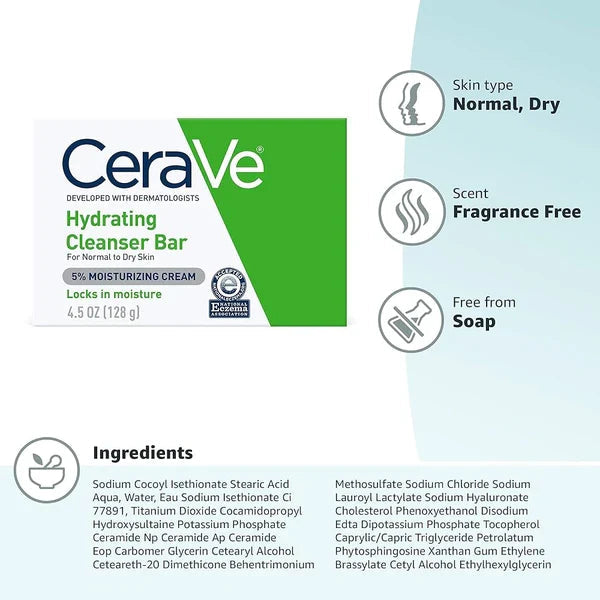 CeraVe Hydrating Cleanser Bar – 128g Glow Crush Beauty