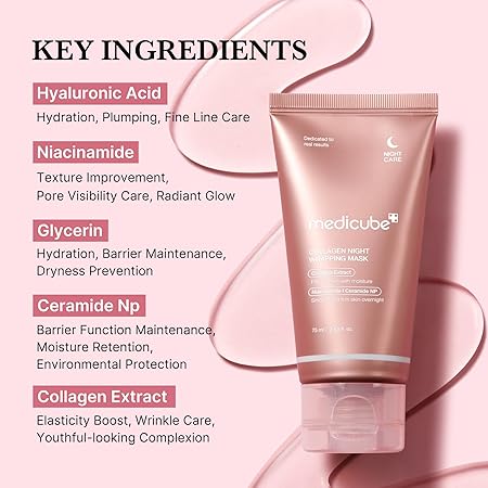 Medicube Collagen Night Wrapping Peel Off Facial Mask Glow Crush Beauty