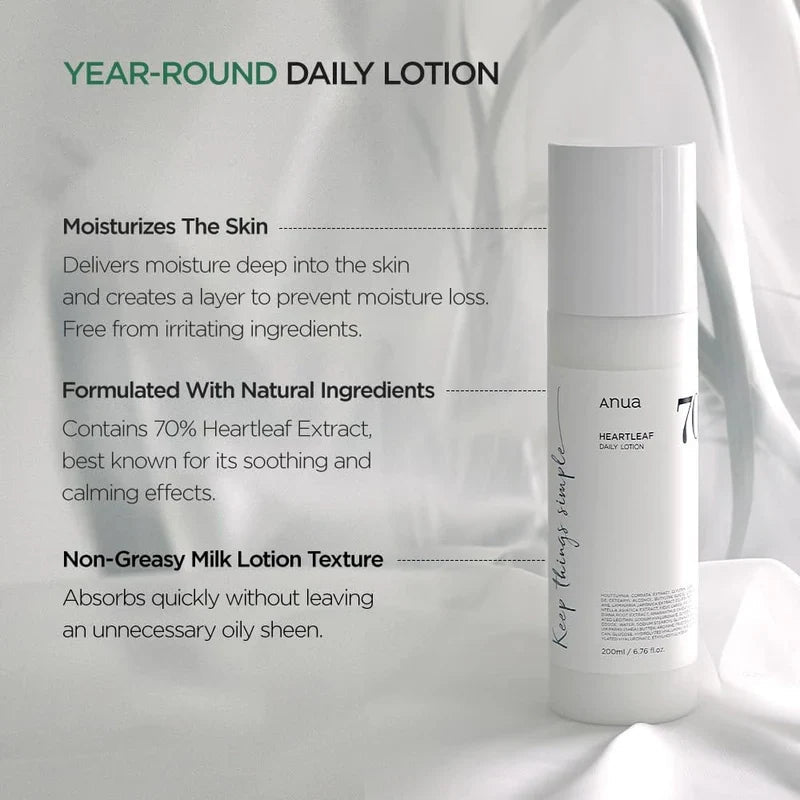 Anua Heartleaf 70% Daily Relief Lotion 200ml Glow Crush Beauty