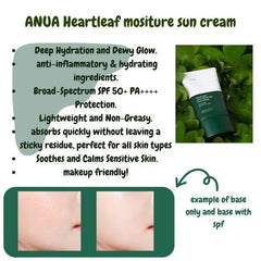 Anua Heartleaf Silky Moisture Sun Cream SPF 50+ PA++++ Glow Crush Beauty