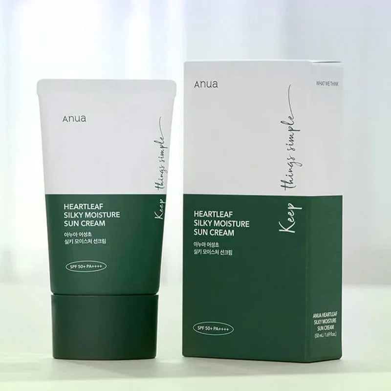 Anua Heartleaf Silky Moisture Sun Cream SPF 50+ PA++++ Glow Crush Beauty