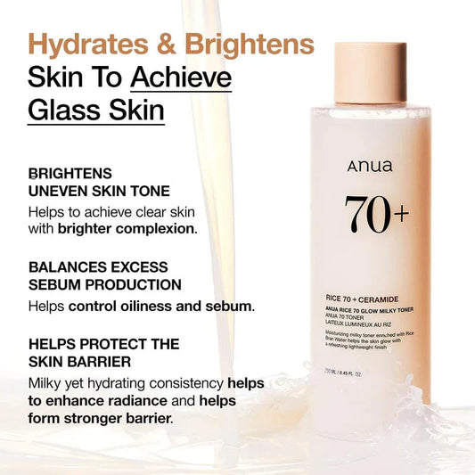 Anua Rice 70 Glow Milky Toner 250ml Glow Crush Beauty
