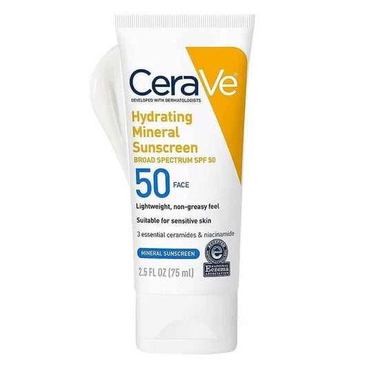 CeraVe Hydrating Mineral Sunscreen SPF 50 Face Lotion Glow Crush Beauty