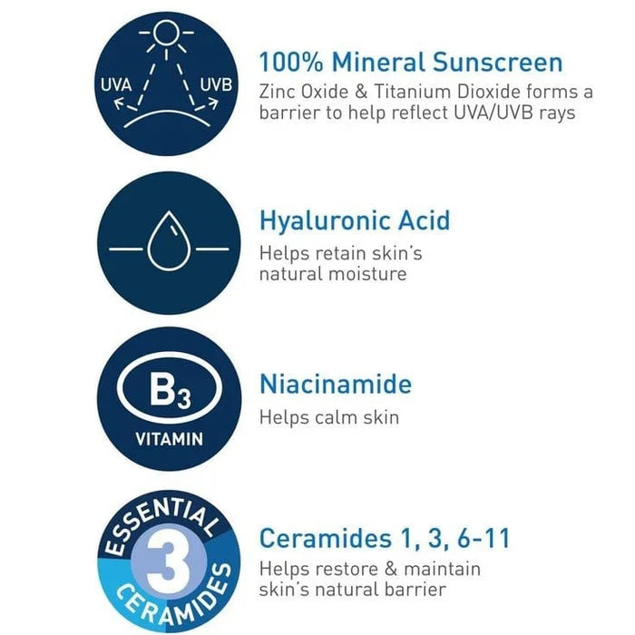 CeraVe Hydrating Mineral Sunscreen SPF 50 Face Lotion Glow Crush Beauty