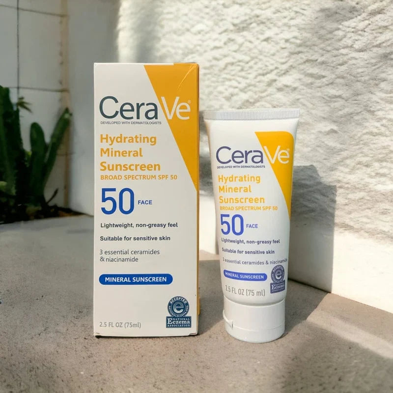 CeraVe Hydrating Mineral Sunscreen SPF 50 Face Lotion Glow Crush Beauty