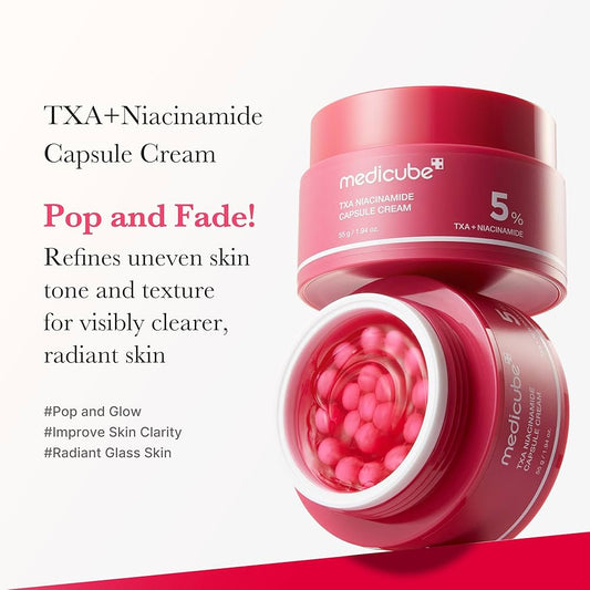 medicube TXA+Niacinamide Capsule Cream | Ideal for Use After Spot Care | For Uneven Skin Tone, Texture & Hydration | 99% Pure Tranexamic Acid | Korean Skincare Glow Crush Beauty