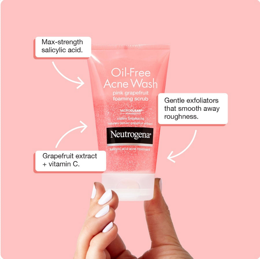 Neutrogena Oil-Free Acne Wash Foaming Scrub - Pink Grapefruit Glow Crush Beauty
