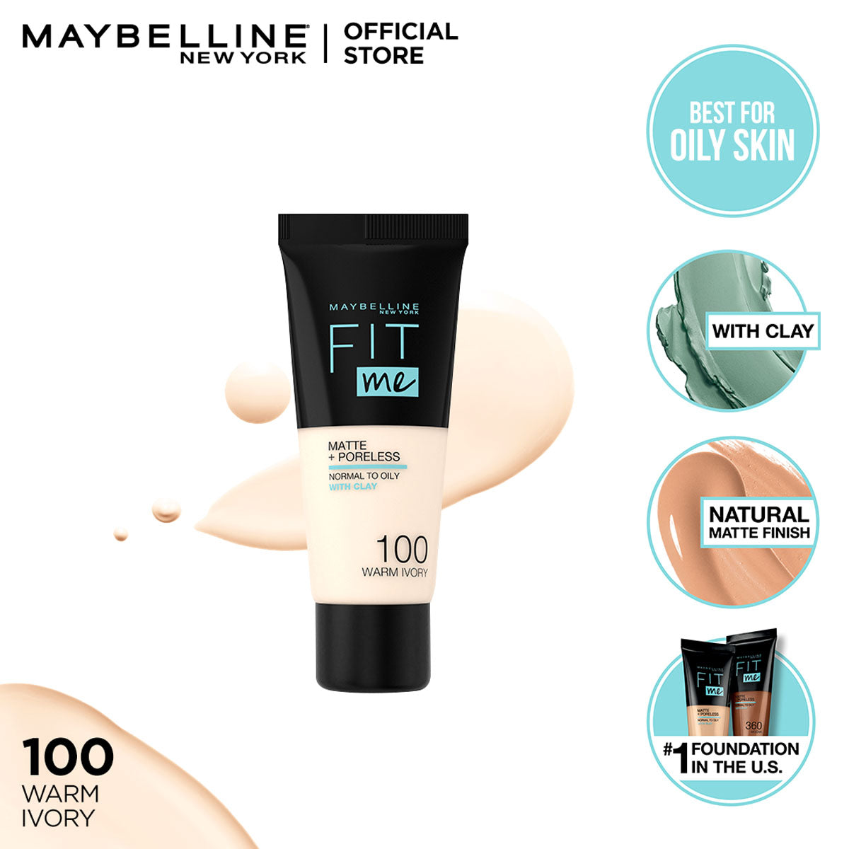 Maybelline Fit Me Matte & Poreless Liquid Foundation Glow Crush Beauty