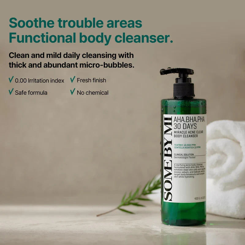SOME BY MI AHA BHA PHA 30 Days Miracle Acne Clear Body Cleanser 400ml Glow Crush Beauty