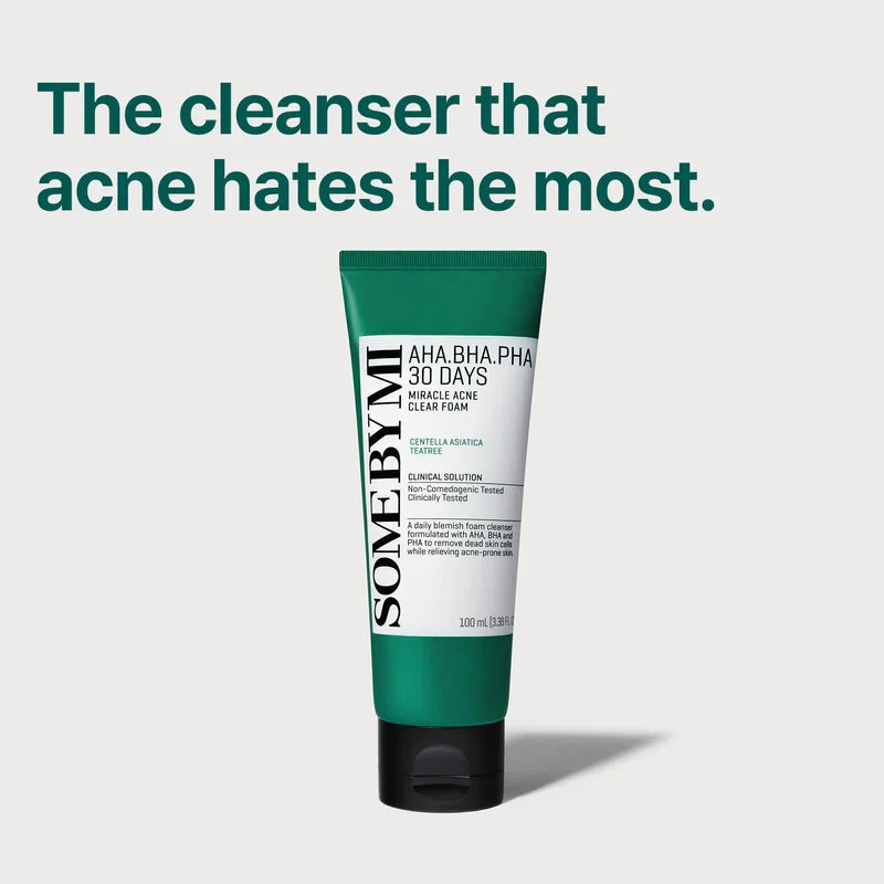 SOME BY MI AHA BHA PHA 30 Days Miracle Acne Clear Foam 100ml Glow Crush Beauty