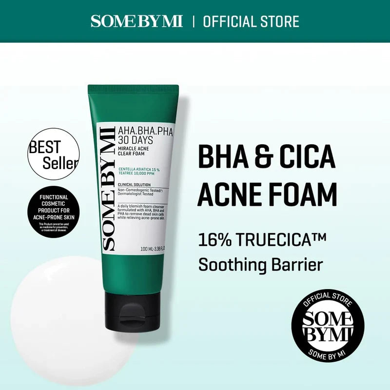 SOME BY MI AHA BHA PHA 30 Days Miracle Acne Clear Foam 100ml Glow Crush Beauty