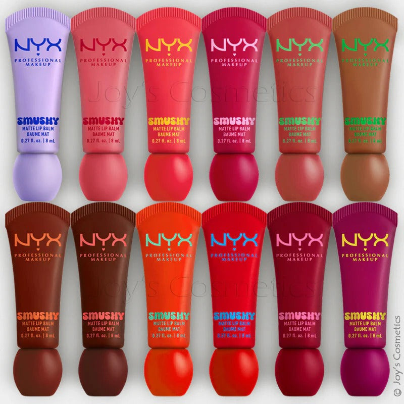 NYX  Smushy Matte Lip Balm, Tinted Lip Moisturizer with Soft, Matte Finish Glow Crush Beauty